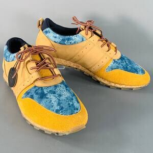 CLAE x AXS Size 9.5 Mills Tan Blue Leather Marbled Color Block Lace-Up Sneakers